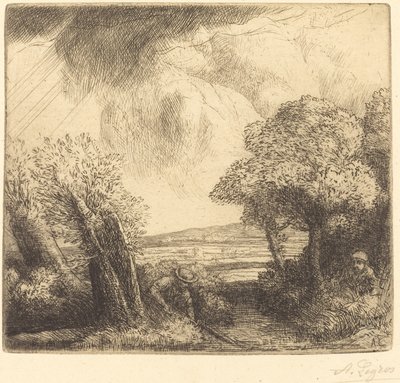 Lembrança do Lago em Trastimene Souvenir du lac de Trastimene. de Alphonse Legros