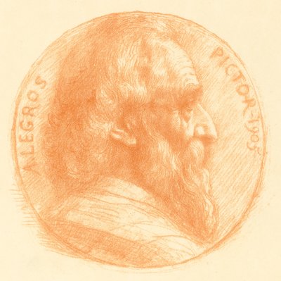 Auto-retrato, medalhão, nº 2, 11ª chapa. de Alphonse Legros