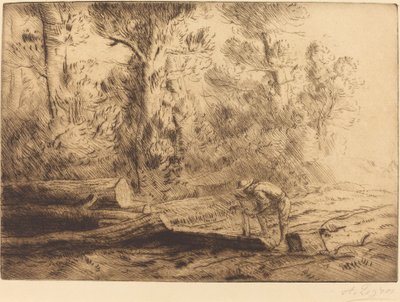 Squaring Logs (Homme que fend des buches) de Alphonse Legros