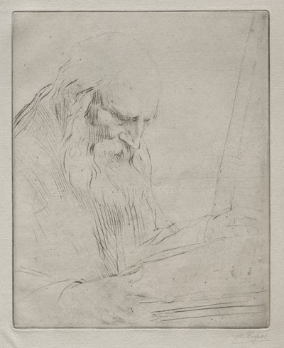 Estudo de um homem lendo de Alphonse Legros