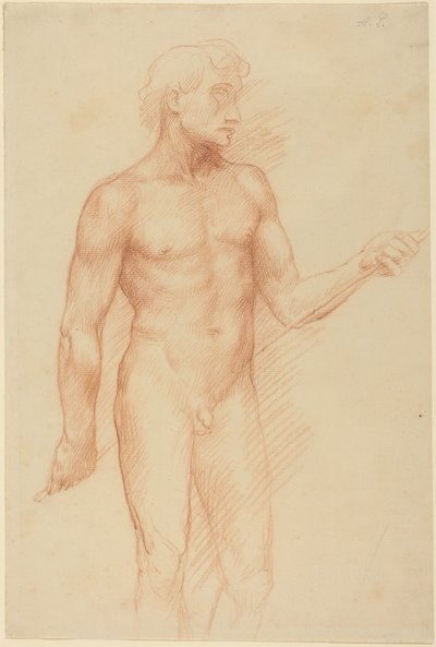 Estudo de uma figura masculina, segurando uma vara atrás das costas de Alphonse Legros