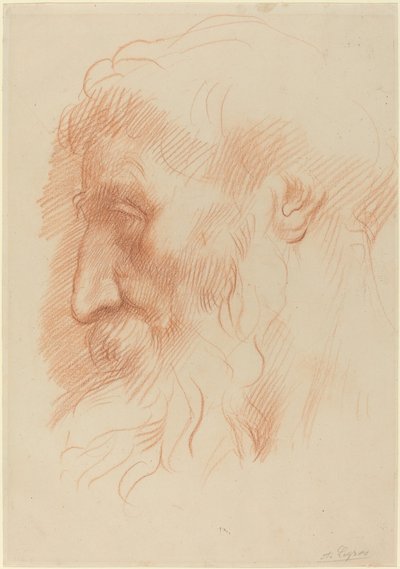 Estudo da cabeça de um homem [reto] de Alphonse Legros