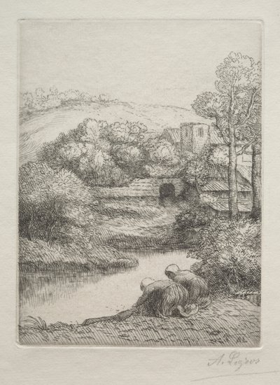 The Washing Place, chamado The Washerwomen (Le Lavoir, Dite "Les Laveuses") de Alphonse Legros