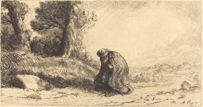 Vagabundo movendo-se ao longo de uma pista Um vagabundo movendo-se ao longo de uma pista. de Alphonse Legros