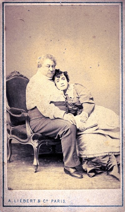 Alexandre Dumas e Miss Menken por Alphonse Liebert & C (foto) de Alphonse Liebert