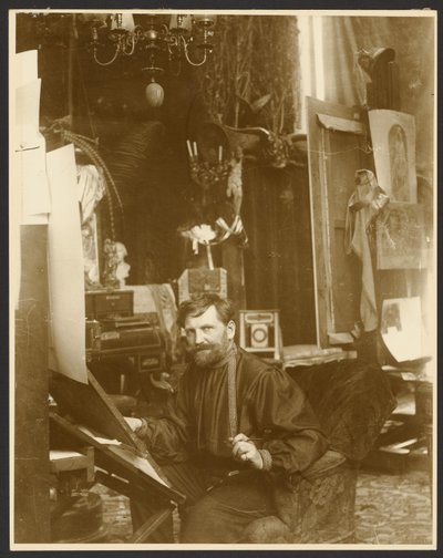 [Autorretrato no seu estúdio, Rue du Val-de-Grâce, Paris] de Alphonse Maria Mucha