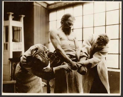 [Três modelos posando para o "Grupo Simbólico" no quadro "A Festa de São Vito em Rügan", do "Ciclo da Epopeia dos Eslavos, Zbiroh, Boémia"]. de Alphonse Maria Mucha