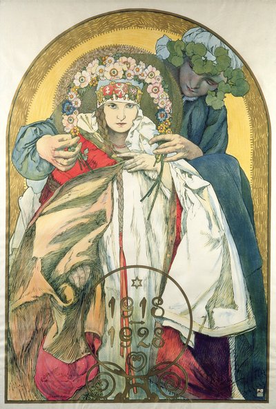 10º Aniversário da Independência da República da Checoslováquia de Alphonse Marie Mucha