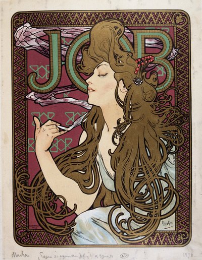 Cartaz publicitário para "Job Cigarette Paper" de Mucha de Alphonse Mucha