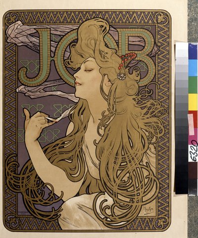 Cartaz publicitário para papel tissue "Job". Obra de Alfons Maria Mucha (Alphonse Marie Mucha de Alphonse Marie Mucha