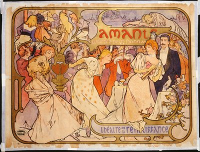 Amantes, 1895 de Alphonse Mucha