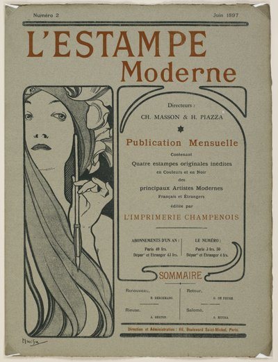 Capa: capa de L&39;Estampe moderne, junho de 1897 (cor lito) de Alphonse Mucha