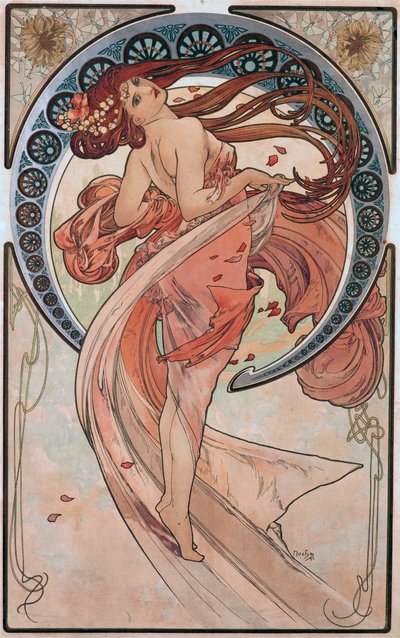 Dança (Rosa) de Alphonse Mucha