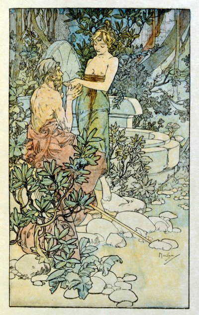Ilustração de Alphonse Mucha de "Clio" uma obra do autor francês Anatole France. 1900. Mucha (1860 1939). foi pintor de "Art Nouveau checo". de Alphonse Mucha