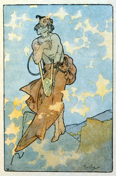 Ilustração de Alphonse Mucha de "Clio" uma obra do autor francês Anatole France. 1900. Mucha (1860 1939). foi pintor de "Art Nouveau checo". de Alphonse Mucha