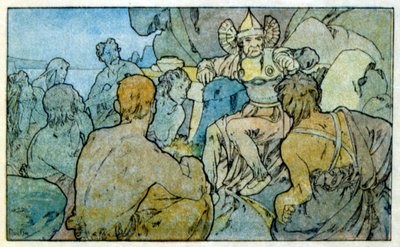 Ilustração de Alphonse Mucha de "Clio" uma obra do autor francês Anatole France. 1900. Mucha (1860 1939). foi pintor de "Art Nouveau checo". de Alphonse Mucha