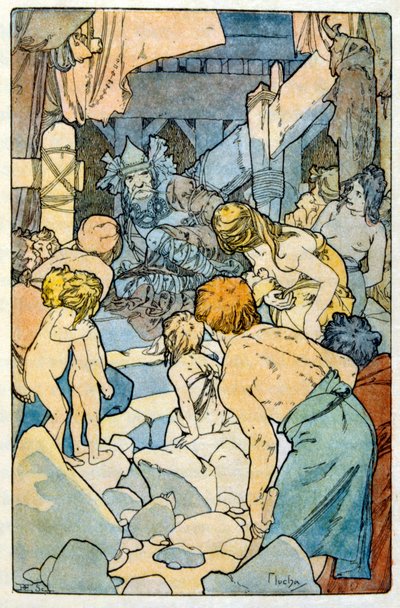 Ilustração de Alphonse Mucha de "Clio" uma obra do autor francês Anatole France. 1900. Mucha (1860 1939). foi pintor de "Art Nouveau checo". de Alphonse Mucha