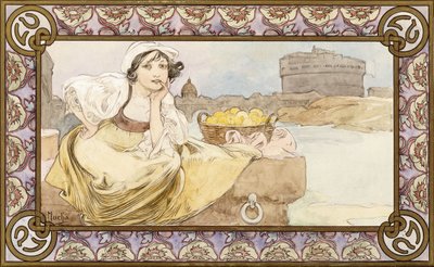 Garota Italiana, 1900 de Alphonse Mucha