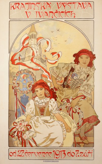 Exposição de paisagens em Ivancicich, 1913 de Alphonse Mucha