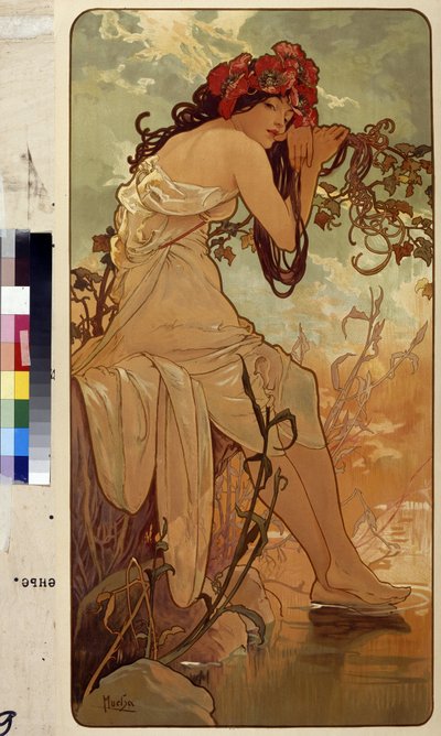 Verão (série Alegoria nas quatro estações do ano). Trabalho de Alfons Maria Mucha (Alphonse Marie Mucha de Alphonse Marie Mucha