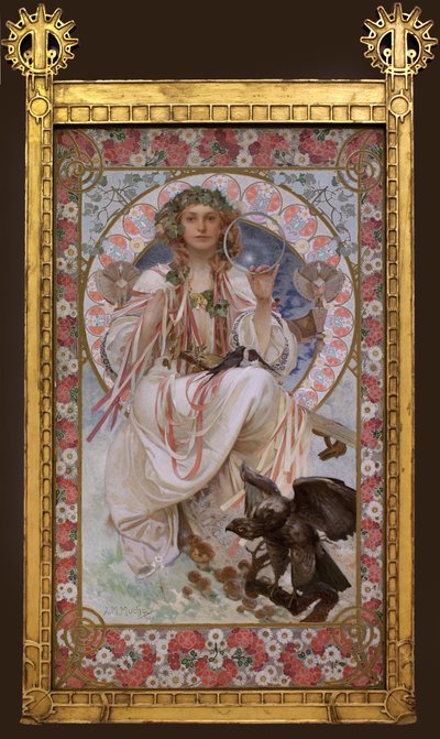 Retrato de Josephine Crane Bradley, na Flávia. Pintura de Alfons Mucha (1860-1939), óleo e têmpera sobre tela de Alphonse Mucha