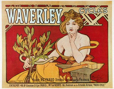 Cartaz publicitário Ciclos de Waverley de Alphonse Mucha