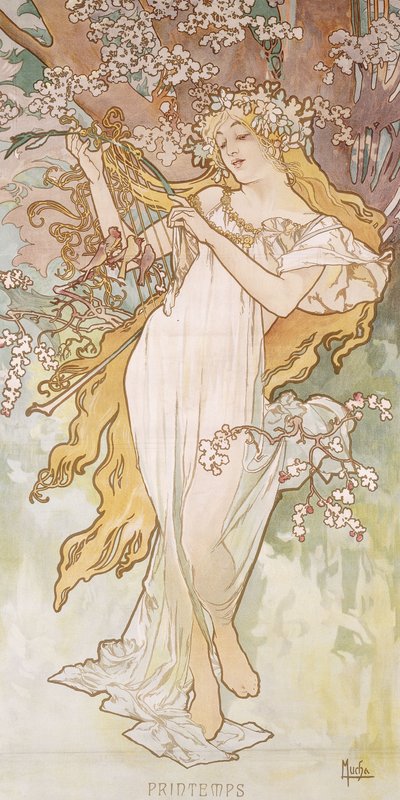Primavera; Primavera, c.1896 de Alphonse Mucha