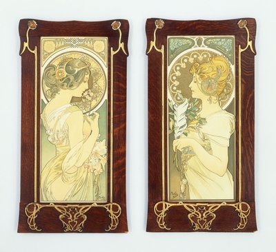 A prímula e a pena; Primavera e a Pena, 1899 de Alphonse Mucha