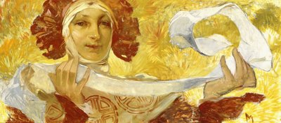 Mulher com uma fita, c. 1902-1903 de Alphonse Mucha