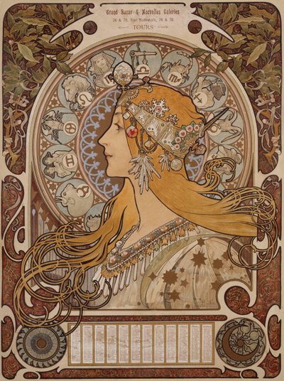 Zodíaco, Grande Bazar e novas galerias, passeios de Alphonse Mucha