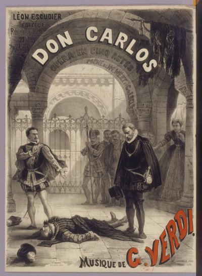 Cartaz para a Ópera Don Carlos de Giuseppe Verdi, 1867. de Alphonse Marie Neuville de