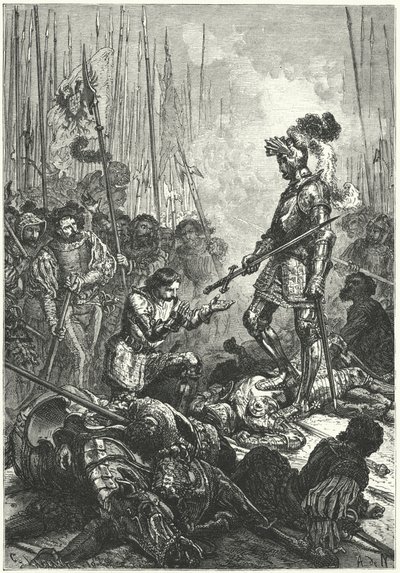 Francisco I de França feito prisioneiro na Batalha de Pavia de Alphonse Marie de (after) Neuville