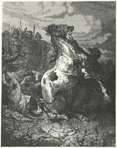 A execução de Brunhilda da Austrásia, 613 (gravura) de Alphonse Marie de (after) Neuville