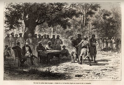 Um tribunal de justiça na selva, perto da aldeia de Sanchi, após o roubo do baú dos exploradores, o magistrado do distrito de Bhopal e os seus gendarmes são enviados ao local do crime para investigar e julgar as pistas. de Alphonse Marie de Neuville