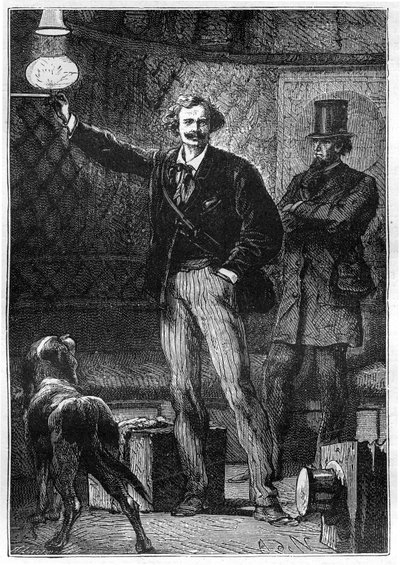 Ilustração do livro "Around the Moon" de Jules Verne, edição Hetzel - Les voyages extraordinaire de Alphonse Marie de Neuville