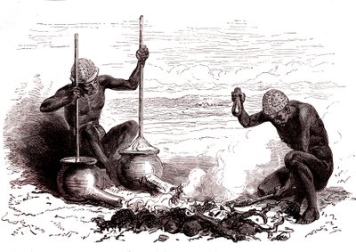 Ferreiros nativos da tribo Latuka. Sudão do Sul de Alphonse Marie de Neuville