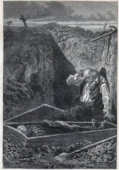Os cemitérios levam o que lhes é dado - Ilustração de Alphonse De Neuville (1835-1885) para "Les miserables - Segunda parte": Cosette" de Victor Hugo (1802-1885) 1862 de Alphonse Marie de Neuville