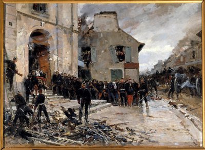 Guerra de 1870-1871 e cerco de Paris pelos prussianos: "Le combat du Bourget, 30/10/1870" Pintura de Alphonse de Neuville (1835-1885) 1873 Sol. 0,57x0,79 m. Paris, Musee d