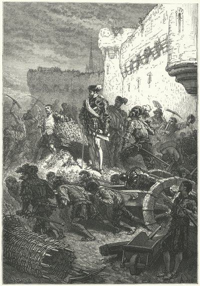 Francis Duque de Guise, supervisionando a construção das defesas de Metz, 1552 de Alphonse Marie de after Neuville
