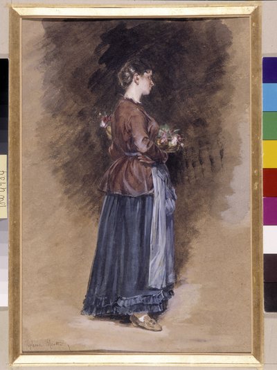 Casa de campo com cesto de flores Pintura de Alphonse Moutte (1840-1913), dim em cm 27x18 Menção obrigatória: Fundação da coleção Cumprimentos de Provence, Marselha de Alphonse Moutte