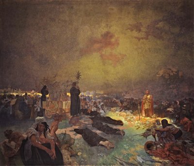 Após a Batalha de Vítkov Hill O ciclo A Epopeia Eslava de Alphonse Mucha