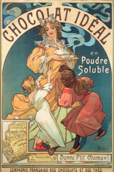 Chocolate Ideal em Pó Solúvel de Alphonse Mucha