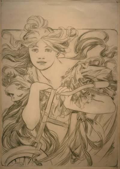 Ciclos Perfecta, esboço de design de Alphonse Mucha