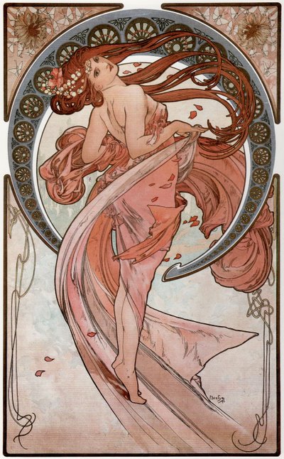 Dança Da série As Artes, 1898 de Alphonse Mucha