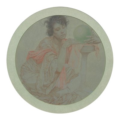 Caixa de fortuna com bola de cristal. de Alphonse Mucha