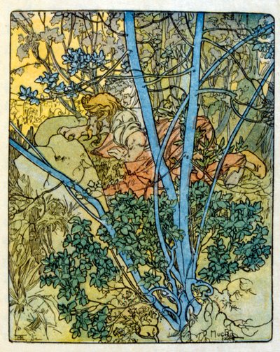 Ilustração de Alphonse Mucha de "Clio" uma obra do autor francês Anatole France. 1900. Mucha (1860 1939). foi pintor de "Art Nouveau checo". de Alphonse Mucha