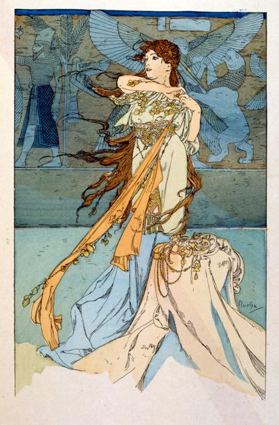 Ilustração de Alphonse Mucha de "Rama" um poema em três atos de Paul Verola. ca.1898. Mucha (1860 1939). foi pintor de "Art Nouveau checo". de Alphonse Mucha