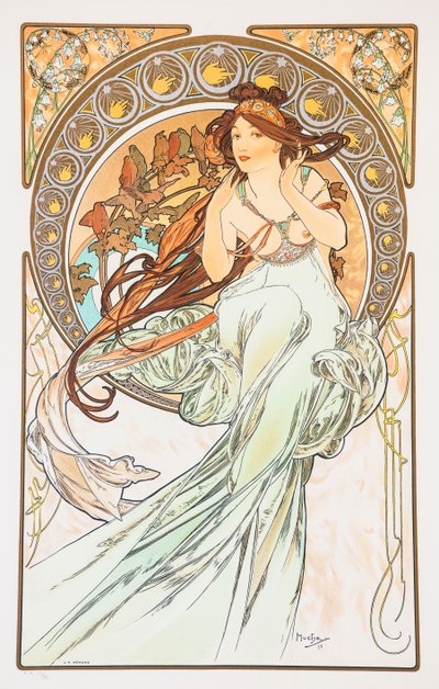 La Musica Da série As Artes, 1898. de Alphonse Mucha