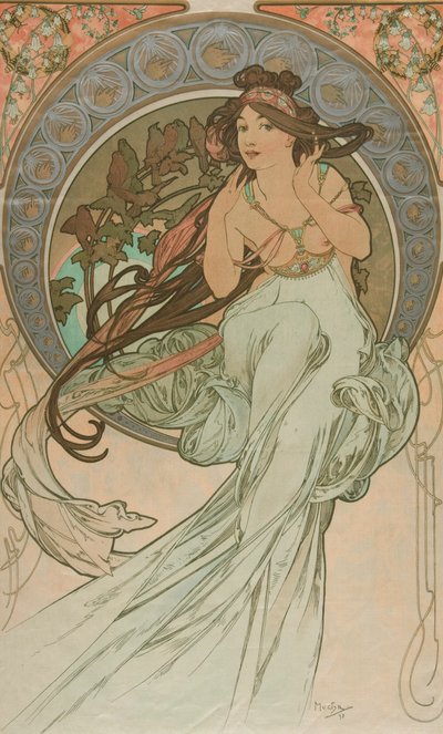 Música das artes, 1898 de Alphonse Mucha