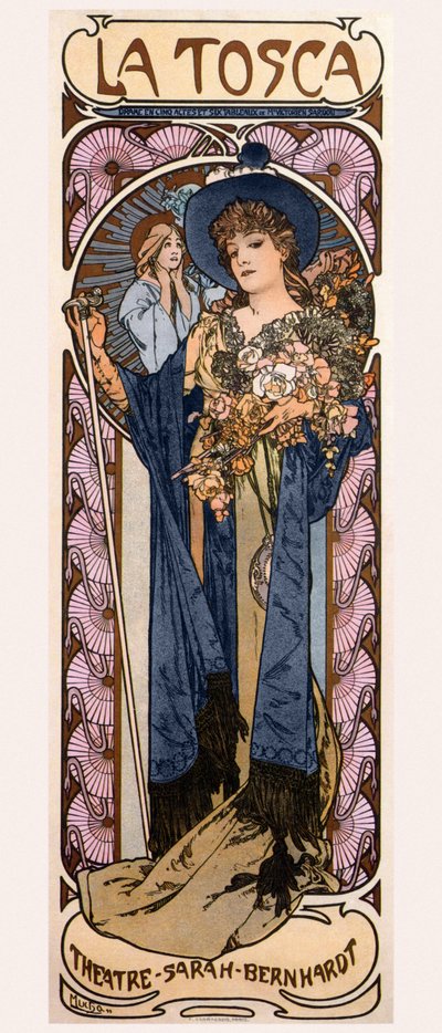 Poster para Tosca com Sarah Bernhardt, 1899 de Alphonse Mucha